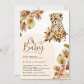 Rustiek Boho Floral Cheetah Meisje Baby shower Kaart (Voorkant)