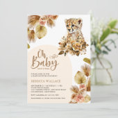 Rustiek Boho Floral Cheetah Meisje Baby shower Kaart (Staand voorkant)