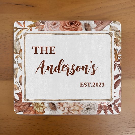 Rustiek Boho Floral Monogram Aangepast Snijplank