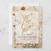 Rustiek Boho Floral Script Save the Date Kaart (Voorkant)