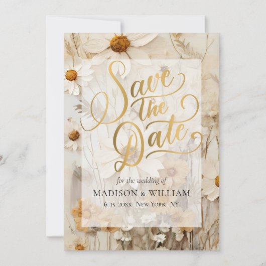 Rustiek Boho Floral Script Save the Date Kaart (Voorkant)