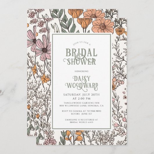 Rustiek Boho Floral Vrijgezellenfeest Kaart (Voorkant / Achterkant)