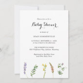 Rustiek Boho Floral Wildflower Elegant Baby shower Kaart (Voorkant)