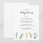 Rustiek Boho Floral Wildflower Elegant Baby shower Kaart (Voorkant / Achterkant)