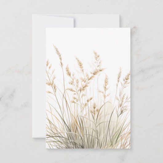 Rustiek Boho gedroogd Tan Grass bruiloft diner RSVP Kaartje (Achterkant)