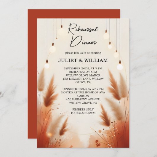 Rustiek Boho Herfst Ombre Bruin repetitie diner Kaart (Voorkant / Achterkant)