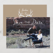 Rustiek & Boho | Herten Gewei | Save The Date Foto Kaart (Voorkant / Achterkant)