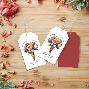 Rustiek Boho Ice Cream Bloemen Vrijgezellenfeest Cadeaulabel