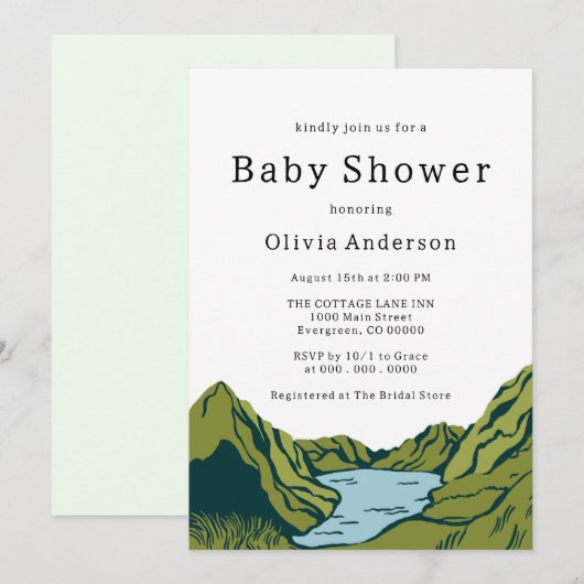 Rustiek Boho Landscape Baby shower Kaart (Voorkant / Achterkant)