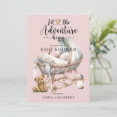 Rustiek Boho Meisje Baby shower Nursery Wieg Kaart (Staand voorkant)