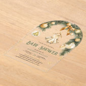 Rustiek Boho Meisje Winter Christmas Baby shower Acryl Uitnodigingen (Laagn)