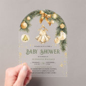 Rustiek Boho Meisje Winter Christmas Baby shower Acryl Uitnodigingen (Insitu (Draagbaar))