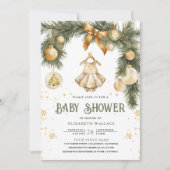 Rustiek Boho Meisje Winter Christmas Baby shower Kaart (Voorkant)