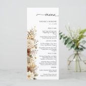 Rustiek Boho Neutraal Bloemen Trouwmenu Menu (Staand voorkant)