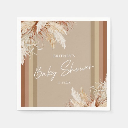 Rustiek Boho Pampas Grass Baby shower Servet (Voorkant)
