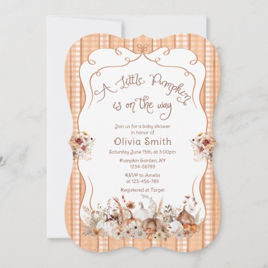 Rustiek Boho pompoen Baby shower Kaart (Voorkant)