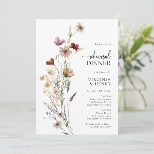 Rustiek Boho repetitie diner Kaart (Staand voorkant)