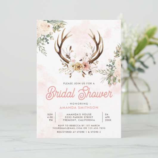 Rustiek Boho Roze Bloemengewei Vrijgezellenfeest Kaart (Staand voorkant)