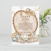 Rustiek Boho Safari Dieren Baby shower Bedankkaart (Staand voorkant)