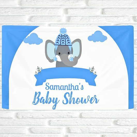 Rustiek Boho Schattige Olifant Boy Baby shower Spandoek