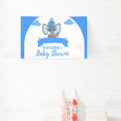 Rustiek Boho Schattige Olifant Boy Baby shower Spandoek (Insitu)