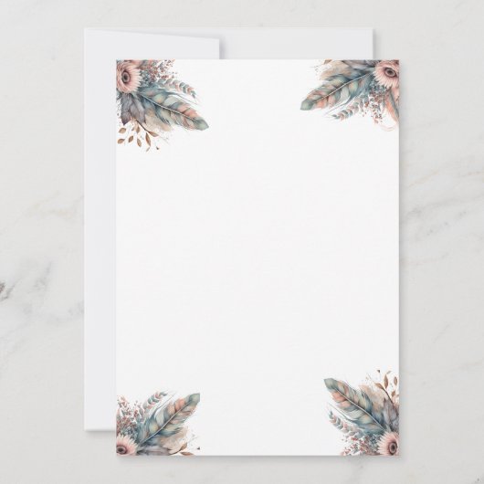 Rustiek Boho Silver & Roze Bloemen Vrijgezellenfee Kaart (Achterkant)