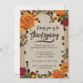 Rustiek Boho Sinaasappel Herfst Bloemen Thanksgivi Kaart (Voorkant)