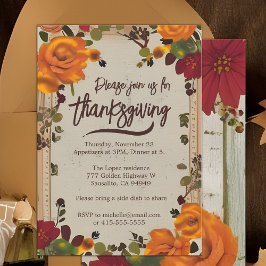 Rustiek Boho Sinaasappel Herfst Bloemen Thanksgivi Kaart