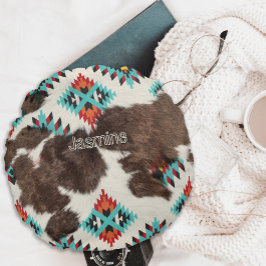  rustiek Boho Western Koeienhuid Cowgirl Rond Kussen
