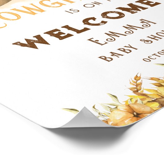 Rustiek Boho Wild West Meisje Baby shower Welkom Poster (Hoek)