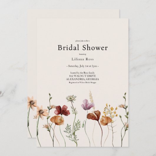 Rustiek Boho Wildflower Vrijgezellenfeest Kaart (Voorkant / Achterkant)