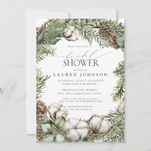 Rustiek Boho Winter groen Pinecone Vrijgezellenfee Kaart (Voorkant)