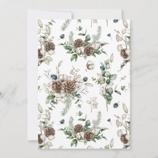 Rustiek Boho Winter groen Pinecone Vrijgezellenfee Kaart (Achterkant)