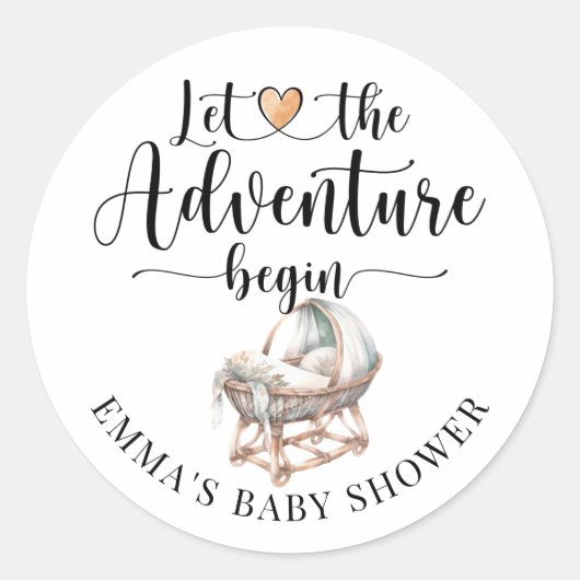 Rustiek Boho Wood Wieg Boy Baby shower Ronde Sticker (Voorkant)