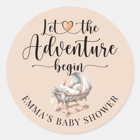 Rustiek Boho Wood Wieg Boy Baby shower Ronde Sticker (Voorkant)