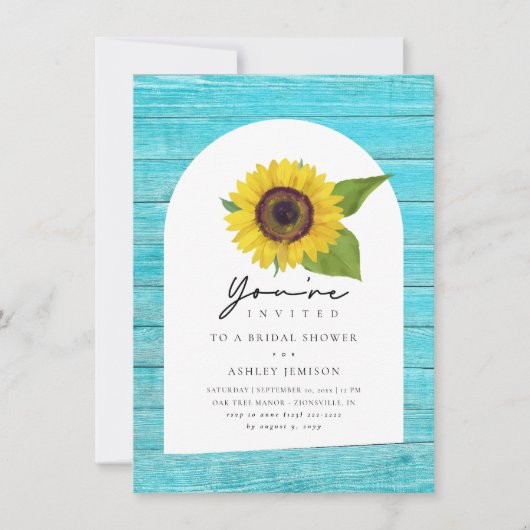 Rustiek Boho Zonnebloem Hout Vrijgezellenfeest Kaart (Voorkant)