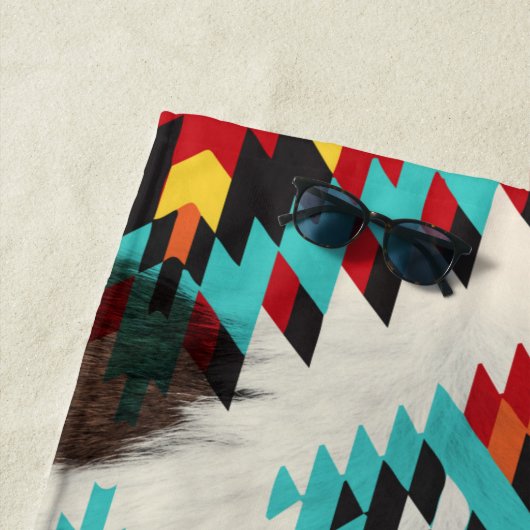 Rustiek Boho Zuid-Western Turquoise Koeienhuid Strandlaken (In situ)