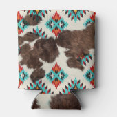  rustiek Boho zuidwestelijk Koeienhuid Turquoise Blikjeskoeler (Achterkant)