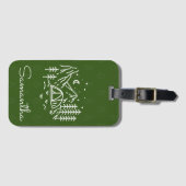 Rustiek Bold Avontuur Camping Trip Monogram Groen Bagagelabel (Voorkant (horizontaal))