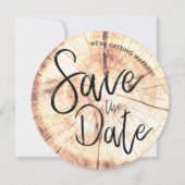 Rustiek boomhout Sla de datum bruiloft uitnodiging (Voorkant)