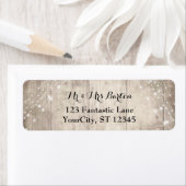 Rustiek Bord Bruin Hout, Witte Lichten Bruiloft 2 Etiket (Insitu)