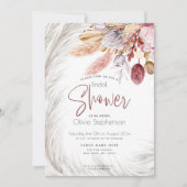 Rustiek bordeaux blos roze ivoor pampas gras kaart (Voorkant)