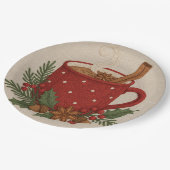 Rustiek borduurwerk Kerst cacao Mok Kaneel Papieren Bordje (Gekanteld)