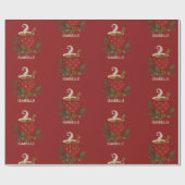 Rustiek borduurwerk Kerstcacao met kaneel Cadeaupapier (Vlak)