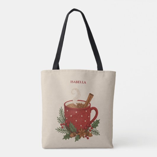 Rustiek borduurwerk Kerstcacao met kaneel Tote Bag (Achterkant)