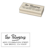 Rustiek Borstel Script Familienaam & Retouradres Rubberstempel (Gestempeld)