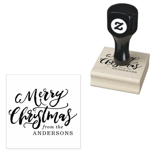 Rustiek Borstel Script Vrolijk Kerstfeest Rubberstempel (Gestempeld)