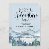 Rustiek Bos Adventure Mountains Blauw Baby shower Kaart (Voorkant / Achterkant)
