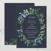 Rustiek bos bladeren ovaal Lijst marineblauw bruil Kaart (Voorkant / Achterkant)