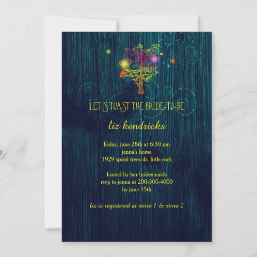 Rustiek bos blauw sprookje Vrijgezellenfeest Kaart (Achterkant)